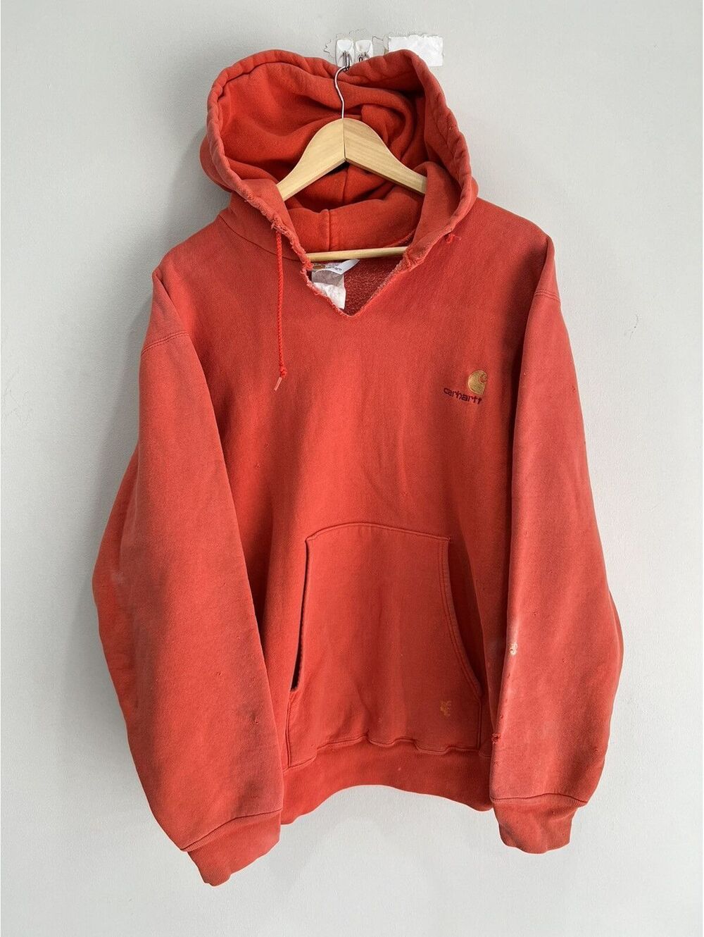 Vintage Carhartt Hoodie Sweater Sun Faded orange thrashed